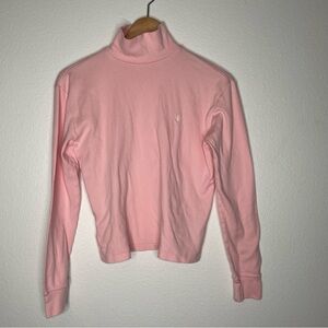 RALPH LAUREN SPORT LIGHT PINK TURTLE NECK LONG SLEEVE SHIRT WITH HORSE LOGO